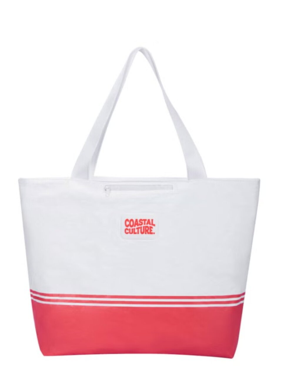 NWT Coastal Culture White and Coral Everyday Tote Bag